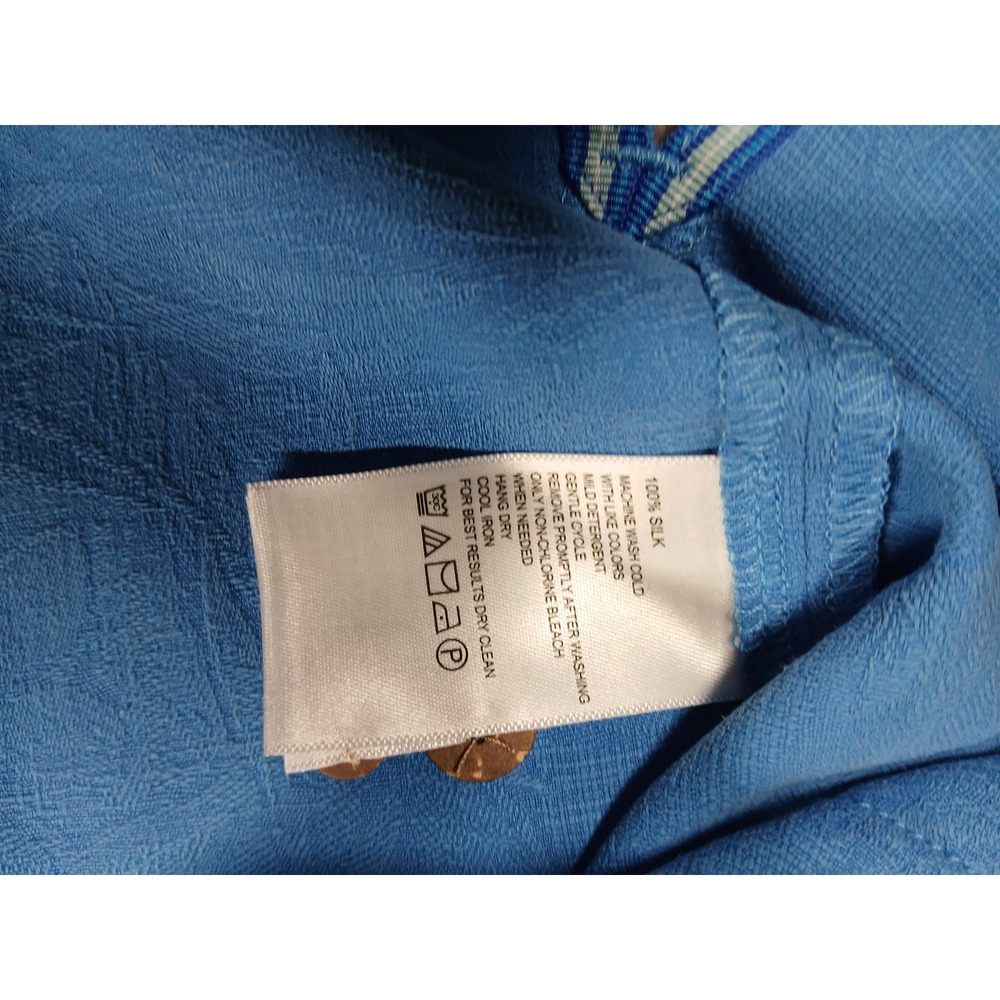 Tommy Bahama Mens 100% Silk Tropical Leaf Jacquard Shirt Blue Large Short Sleeve - Picture 5 of 9